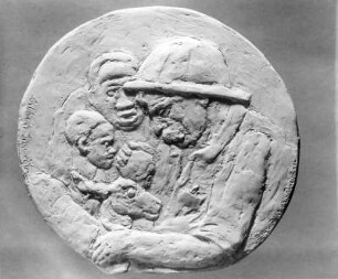 Entwurf für eine Albert-Schweitzer-Medaille : Entwurf für eine Albert-Schweitzer-Medaille. Ton (wohl um 1960; E. Richter). Dresden-Striesen, Borsbergstraße 11, Atelier der Bildhauerin