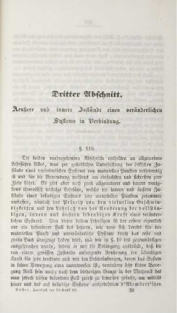 Dritter Abschnitt. Aueßere und innere Zustände eines veränderlichen Systems in Verbindung.
