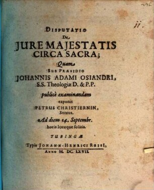 Disputatio de iure maiestatis circa sacra