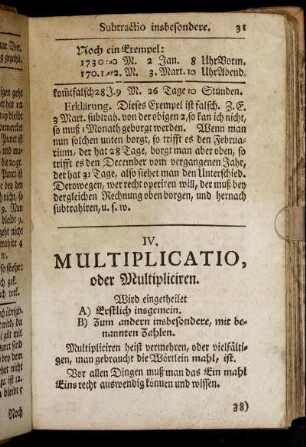 IV. Multiplicatio, oder Multipliciren