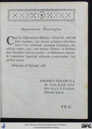 Approbatio Theologica.