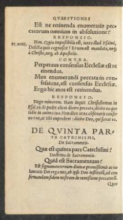 De Quinta Parte Catechismi, De Sacramentis.