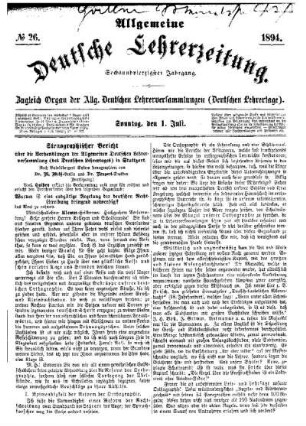 Stenographischer Bericht über die Verhandlungen der Allgemeinen Deutschen Lehrerversammlung (des Deutschen Lehrertages) in Stuttgart. (Fortsetzung)