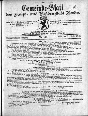 1918,41: Nr. 41, 13. Oktober 1918