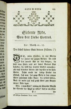Siebente Rede. Von der Liebe Gottes