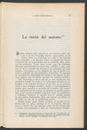 La razón del unicato