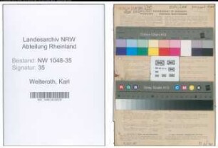 Entnazifizierung Karl Welteroth , geb. 01.04.1903 (Puppenspieler)