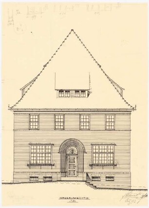 Einfamilienhaus mit Garten, Berlin (?): Aufriss Vorderansicht 1:50