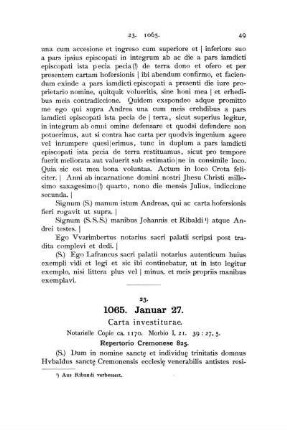 23. 1065. Januar 27. Carta investiturae.