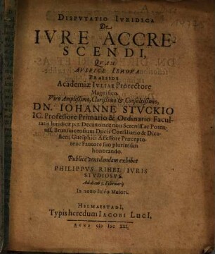 Disputatio Iuridica De Iure Accrescendi