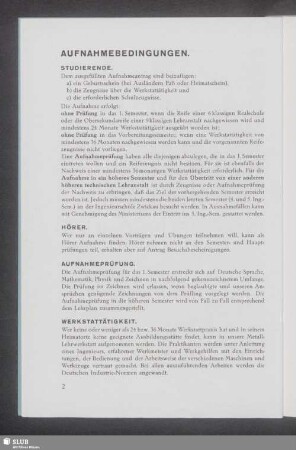 Aufnahmebedingungen
