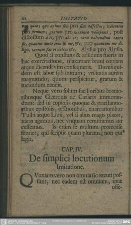 Cap. IV. De simplici locutionum Imitatione