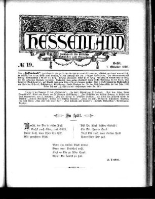 No. 19, 1. Oktober 1892