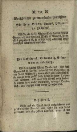 Vorschriften zu mancherlei Firnissen: