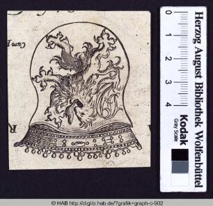 Wappenschild mit Krone und einem züngelnden Löwen