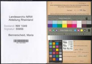 Entnazifizierung Maria Bennerscheid , geb. 20.11.1903 ()
