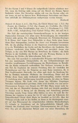 105-106 [Rezension] Köster, Heinrich Maria, Das Zeugnis des Glaubens