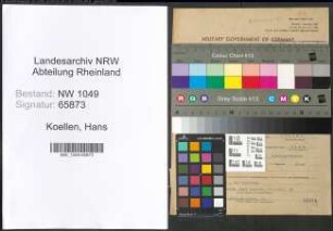 Entnazifizierung Hans Koellen , geb. 28.01.1896 (Geschaeftsfuehrer)