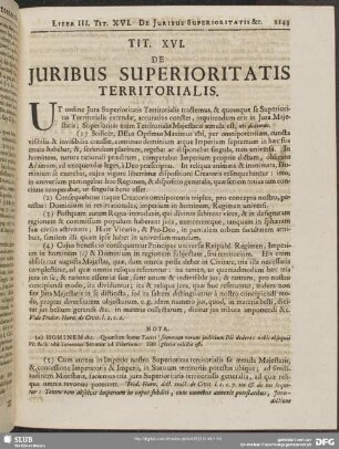 Tit. XVI. De Juribus Superioritatis Territorialis