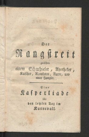 [III.] Der Rangstreit ...
