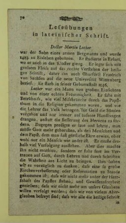Leseübungen in lateinischer Schrift