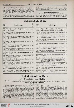 Organisation der Künstler : eine Rede, gehalten auf der öffentlichen Künstlerversammlung im Berliner Rathause am 5. April