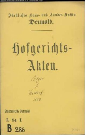 Böger, J. H., Dr. gegen Caspar Hermann Westorf, Procurator - Schuldforderung