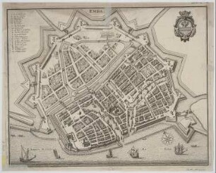 Vogelschauplan von Emden, Kupferstich, um 1646?