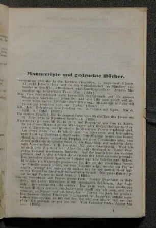 Manuscripte und gedruckte Bücher.