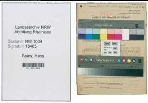 Entnazifizierung Hans Spies , geb. 01.04.1901 (Ingenieur)