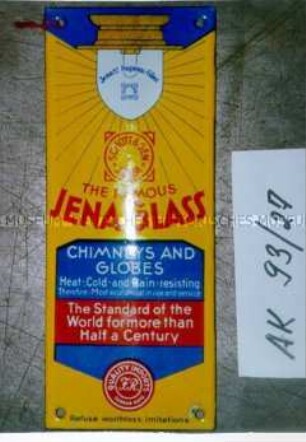 Werbeschild (Türschild) "Jena Glass"