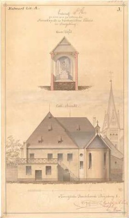 Hoffmann, Lorenz; Augsburg (Bayern); Bischöfliches Palais, Hauskapelle - Ansicht, Querschnitt