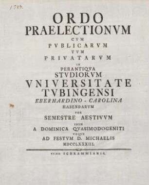 Vorlesungsverzeichnis 1783
