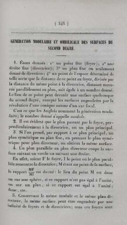 Génération modulaire et ombilicale des surfaces du second degré.