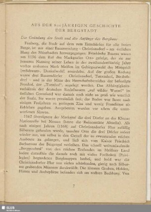 Aus der 800 jährigen Geschichte der Bergstadt