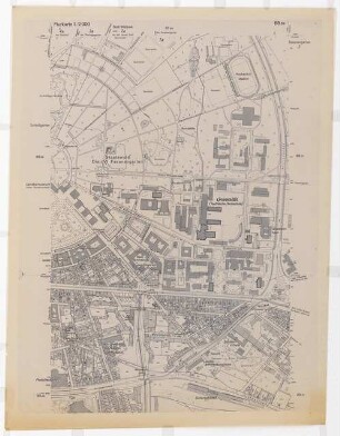 Mensa und Hochschulbibliothek, Karlsruhe Erweiterung: Liegenschaftskarte Stadt Karlsruhe, mit Universitätsgelände, 1:2000