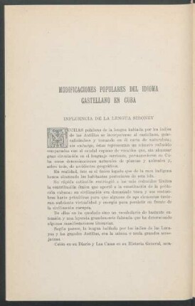 Modificaciones populares del idioma castellano en Cuba : Influencia de la lengua Siboney