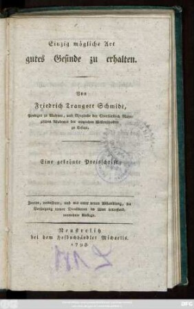 Einzig mögliche Art gutes Gesinde zu erhalten : Eine gekrönte Preisschrift