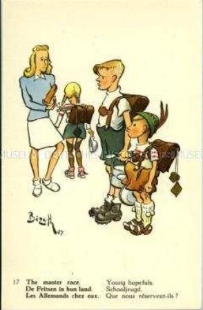 Humoristische belgische Postkarte zu den Deutschen