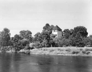 Bad Düben, Burg Düben, Ansicht über die Mulde von Südsüdwest