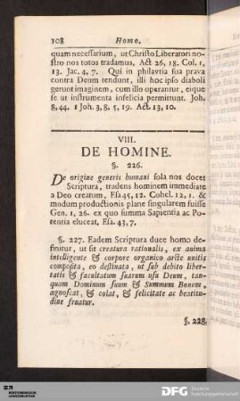 VIII. De Homine.