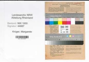 Entnazifizierung Margarete Krüger, geb. 05.11.1920 (kaufmännische Angestellte)