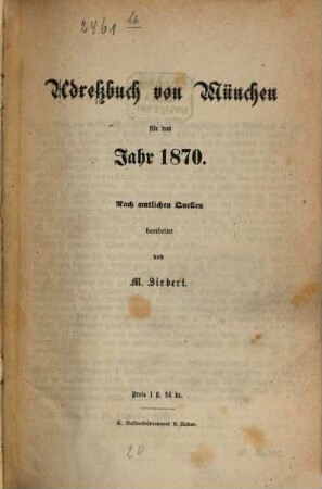 Adreßbuch für München. 1870