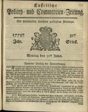 31tes Stueck, Montag den 31ten Julius 1775