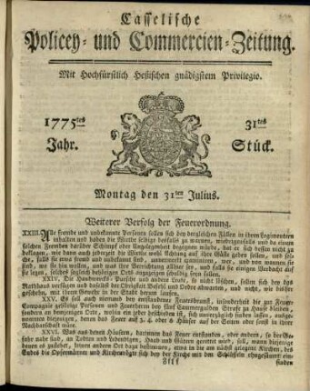 31tes Stueck, Montag den 31ten Julius 1775