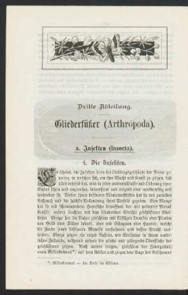 Dritte Abteilung. Gliederfüßer (Arthrópoda).