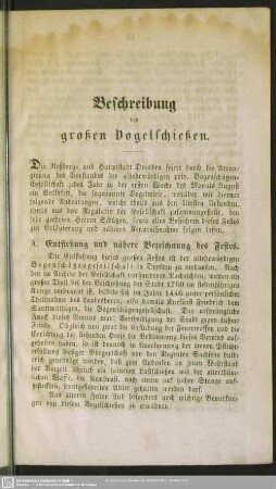 Beschreibung des großen Vogelschießen
