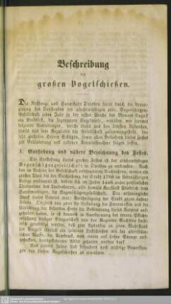 Beschreibung des großen Vogelschießen