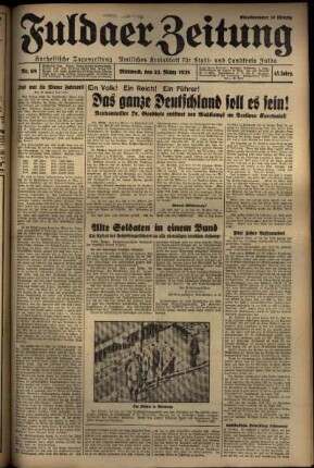 Ausgabe vom Mittwoch, den 23. März 1938.