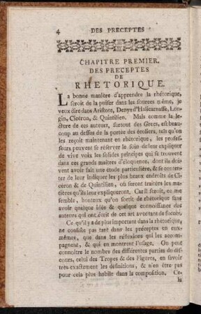 Chapitre Premier. Des Préceptes De Rhetorique.